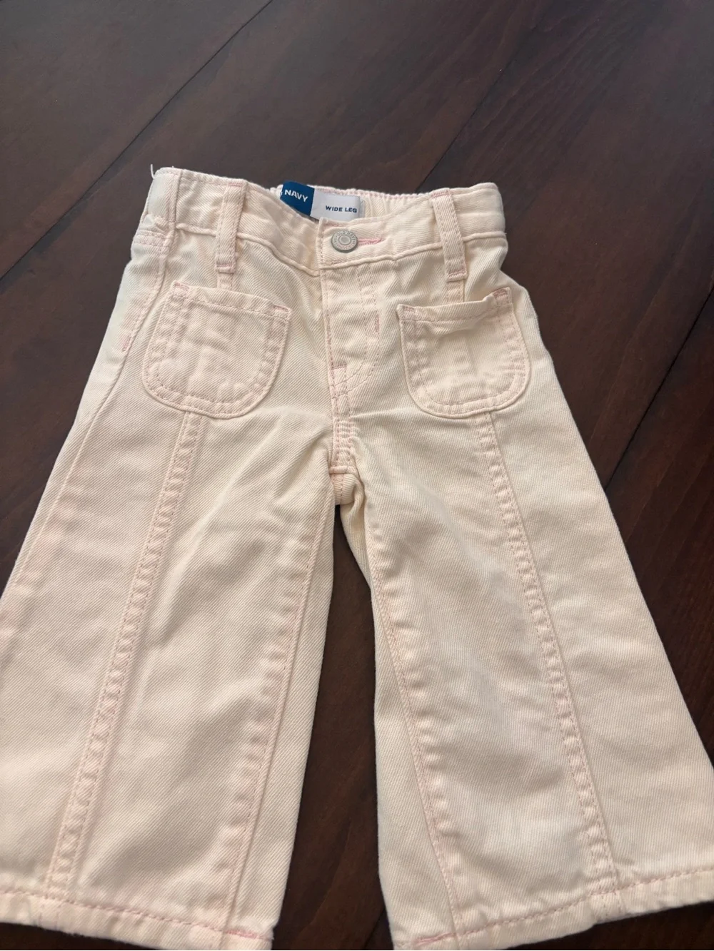 Old Navy Pastel Pink Wide-Leg Jeans with Front Patch Pockets